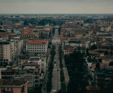 Bergamo. Veduta aerea della città di Bergamo