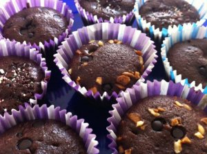 Foto muffin cioccolato e pere